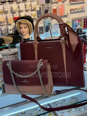 Chrisbella Two-Piece Handbag Set - Burgundy & Blush