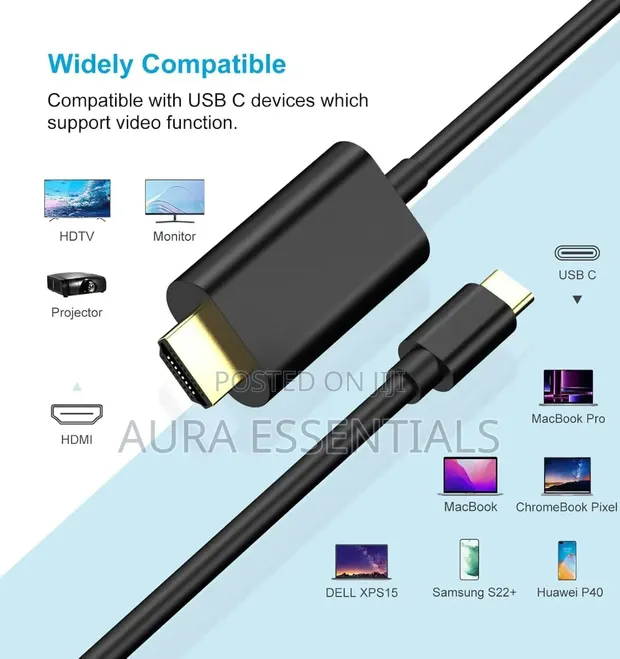 Aoweixun USB Type-C to HDMI Cable - 4K Ultra HD - 1
