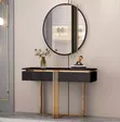 Modern Black and Gold Console Table with Mirror - 2