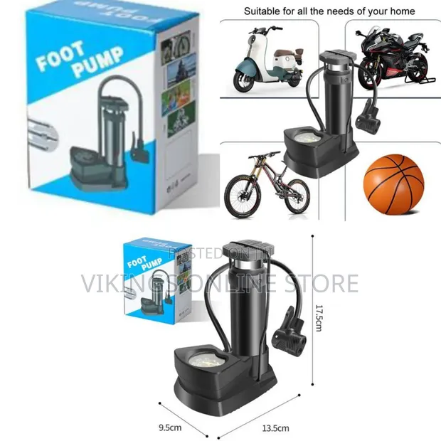 Portable Mini Foot Pump with Pressure Gauge - 1