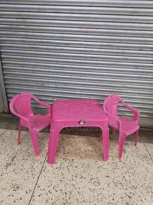 Pink Plastic Kids Table and Chairs