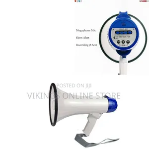 White and Blue Handheld Electronic Megaphone with Microphone