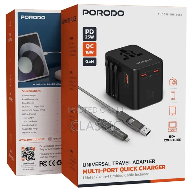 Porodo GaN Universal Travel Multi-Port Quick Charger - 1