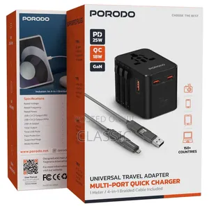 Porodo GaN Universal Travel Multi-Port Quick Charger