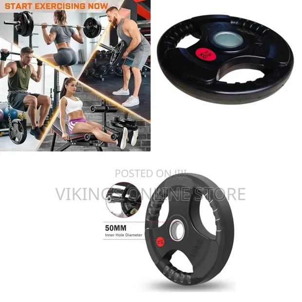 20kg Rubber-Coated Tri-Grip Olympic Barbell Weight Plate - 1