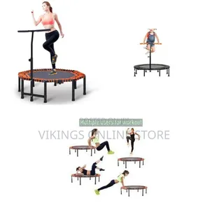 Foldable 45-Inch Fitness Rebounder Trampoline with Adjustable Handle