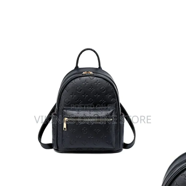 Black Embossed Monogram Mini Backpack - 1