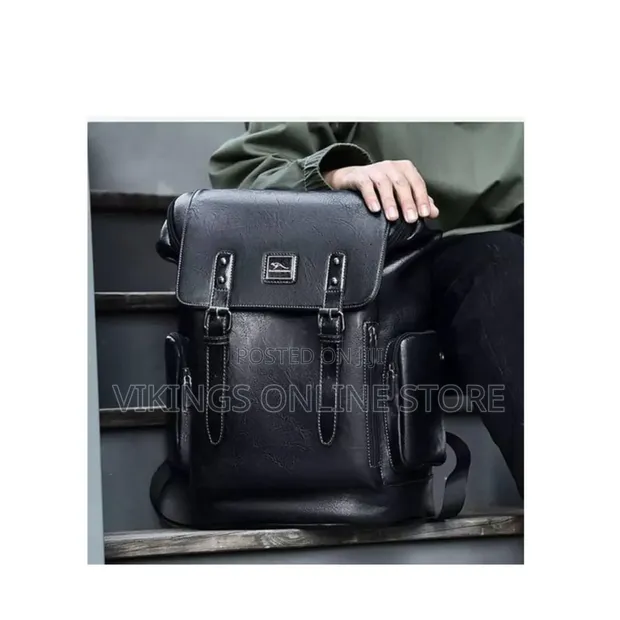 Vintage Faux Leather Flap-Top Backpack - 1