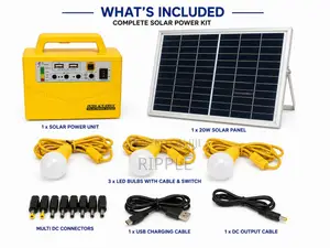 20W Solar Home Lighting Kit with FM Radio & USB Charging