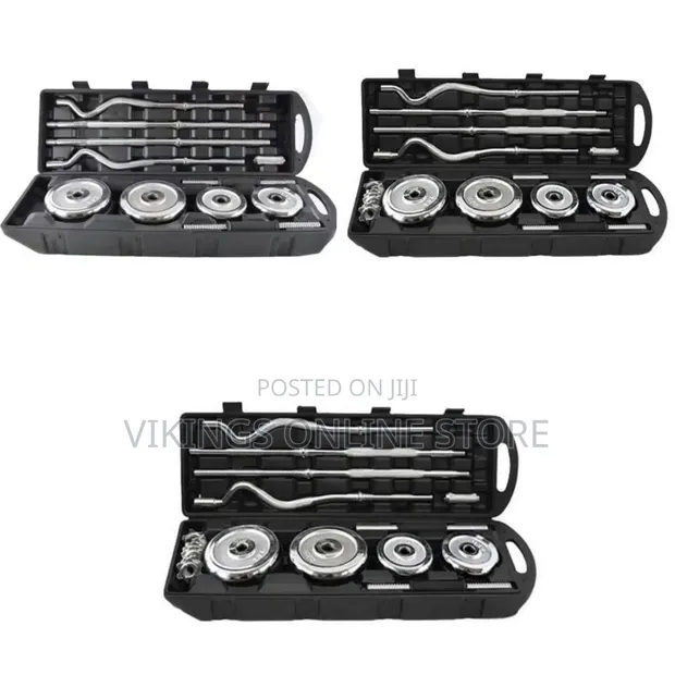 Adjustable Chrome Dumbbell and Barbell Weight Set - 1