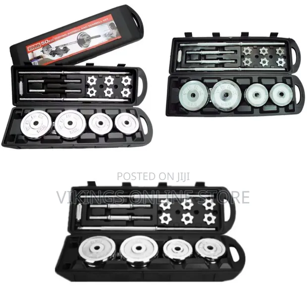 Adjustable 50kg Chrome Barbell and Dumbbell Set - 1