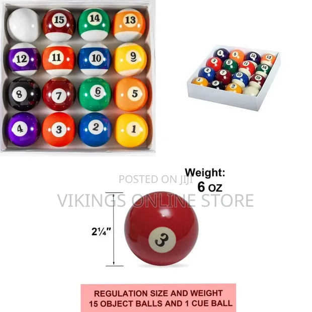 Complete Set of 16 Standard Pool Balls - 1
