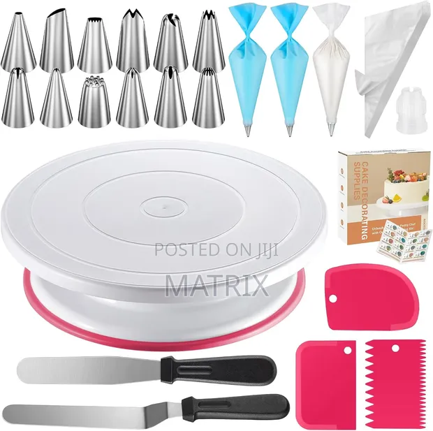 Cake Decorating Kit with Turntable & Piping Tips - 1