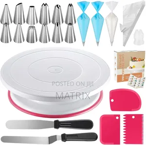 Cake Decorating Kit with Turntable & Piping Tips