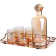 Glass Water Pitcher Set with Wood Lid & Cups - 2