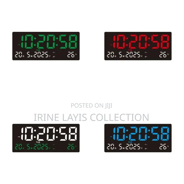 Digital LED Wall Clock with Calendar and Temperature - 1