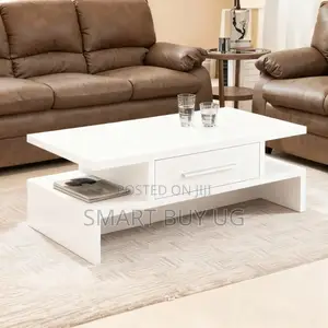 Modern White Glossy Coffee Table with Storage