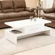 Modern White Glossy Coffee Table with Storage - 2