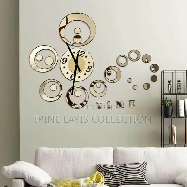 Modern DIY 3D Acrylic Mirror Wall Sticker Clock - 1