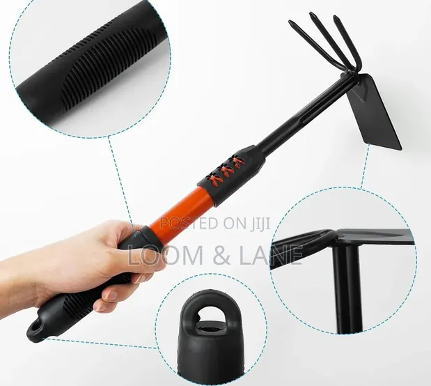 2-in-1 Garden Hoe and 3-Prong Hand Cultivator - 1