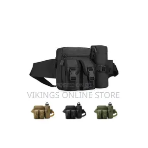 Black Tactical Waist Bag with Removable Water Bottle Holder
