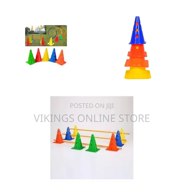 Multi-Colored Plastic Sports Training Cones with Holes - 1