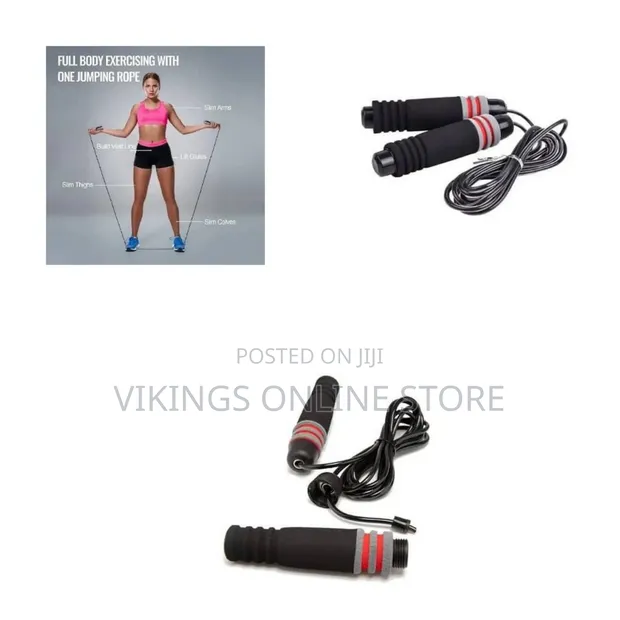 Adjustable Fitness Jump Rope - Black Foam Handles - 1