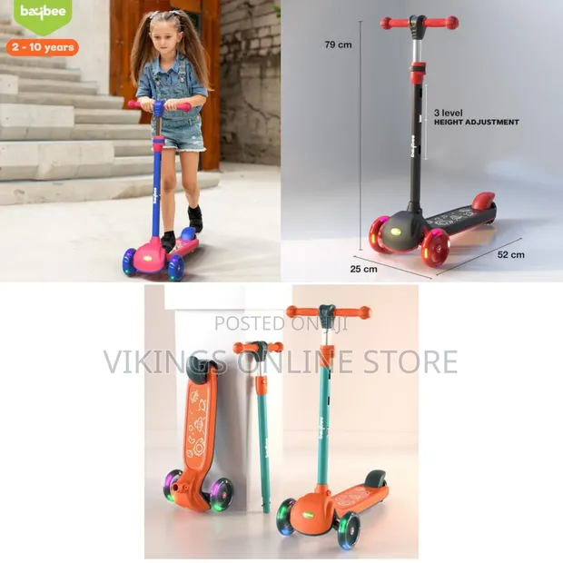 Three-Wheeled Kick Scooter with LED Wheels - 1