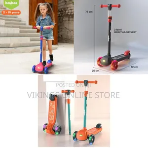 Three-Wheeled Kick Scooter with LED Wheels
