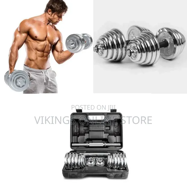 Chrome Adjustable Dumbbell and Barbell Set - 1