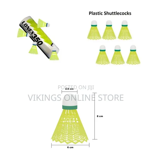 Standard Neon Yellow Plastic Badminton Shuttlecocks - 1