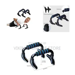 Black Push-Up Bars with Blue Foam Grips