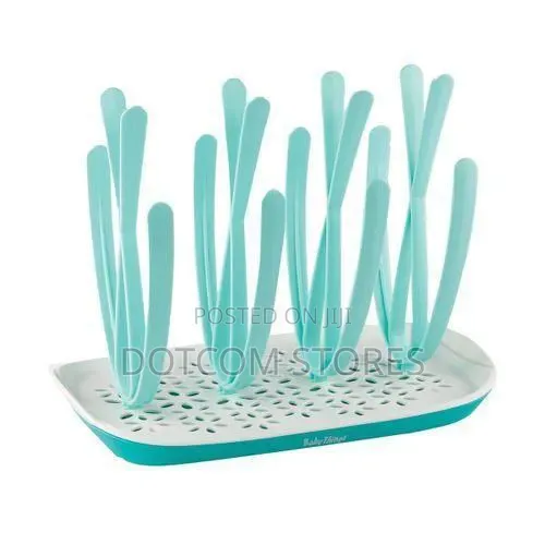 Baby Bottle Drying Rack - Green & White - 1
