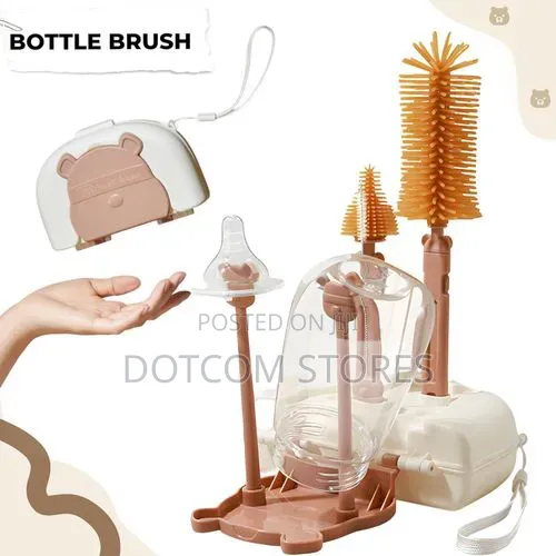 6-in-1 Portable Baby Bottle Drying Rack & Brush Set - 1