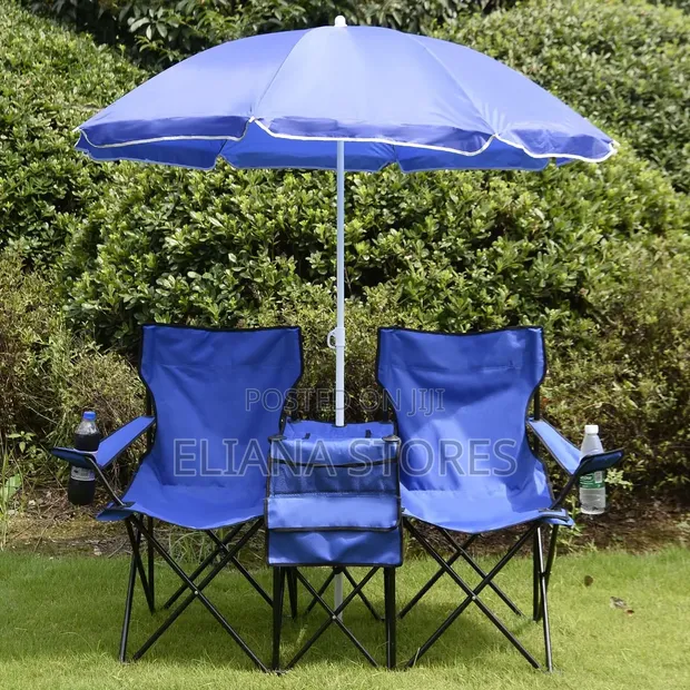 Portable Folding Double Chair with Umbrella - 1