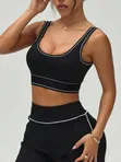 Alo Yoga Two-Piece Active Set - Black with White Piping - 4