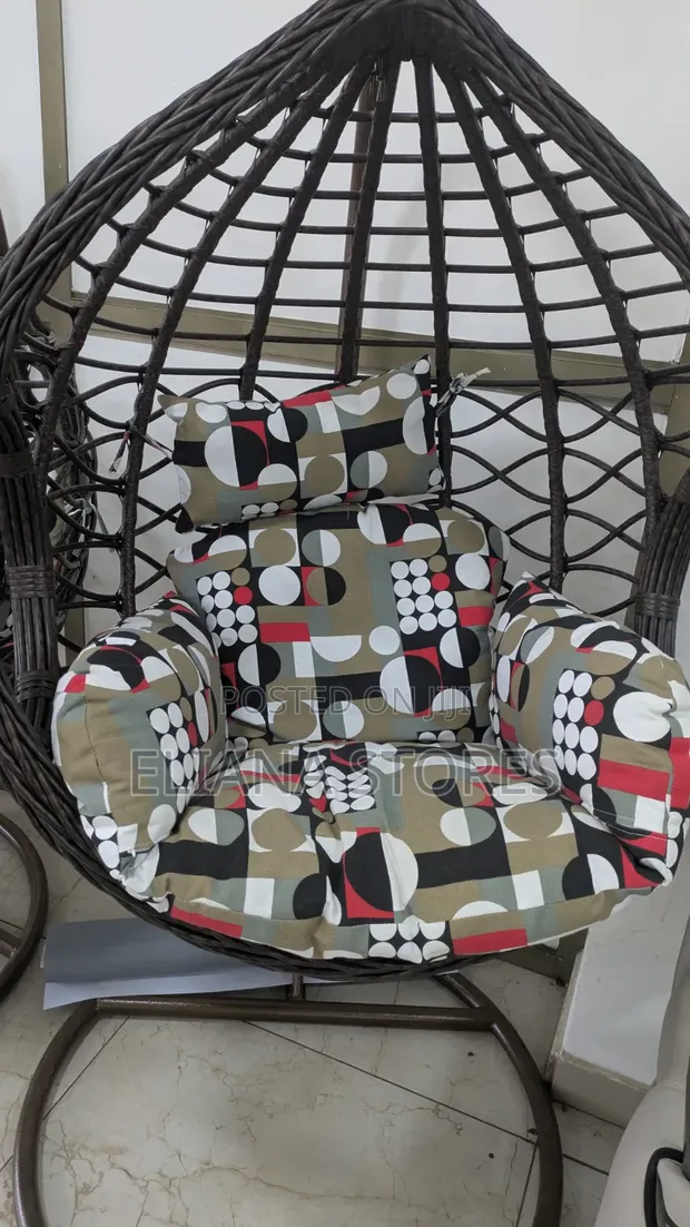 Hanging Wicker Egg Swing Chair with Stand - 1