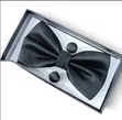 Black Bowtie with Cufflinks and Pocket Hankie - 3