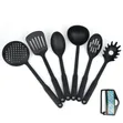 6-Piece Non-Stick Heat-Resistant Serving Spoons Set - Black - 4