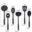 6-Piece Non-Stick Heat-Resistant Serving Spoons Set - Black - 5