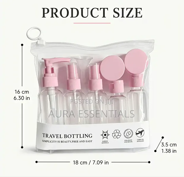 9-Piece Clear Travel Empty Bottle Set - 1