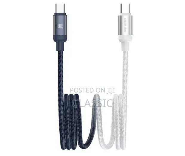 Green Lion Duo Colour Braided USB-C to USB-C Cable – 100W, 1m - 1