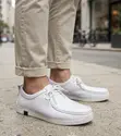 Men's Clarks Wallabees Classic White Leather Boat Shoes - 2