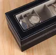 Men's and Women's Leatherette Watch Organizer - Black/Grey - 3