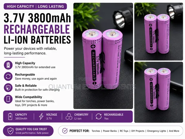 3.7V 3800mAh Rechargeable Li-Ion Batteries - 1