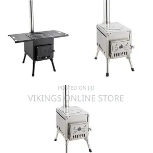Portable Wood-Burning Camping Stove with Side Tables
