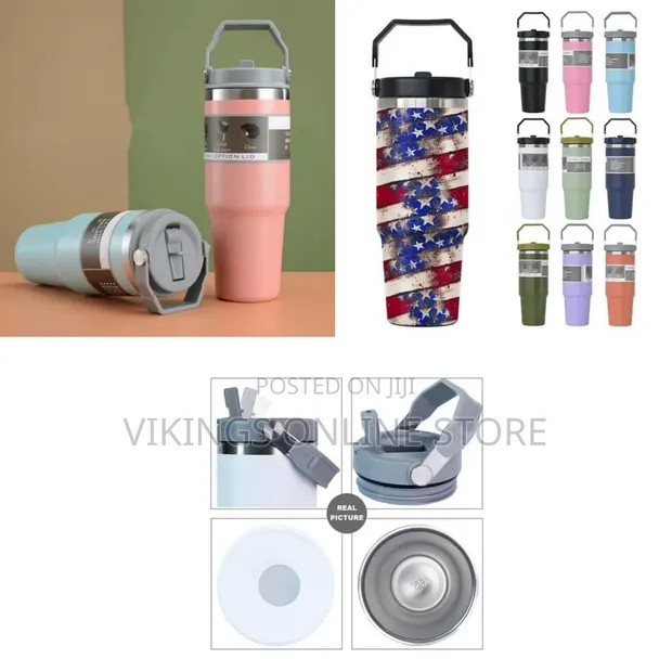 890ml Stainless Steel Vacuum-Insulated Travel Tumbler with Dual-Use Lid - 1
