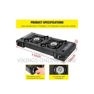 Portable Double-Burner Camping Gas Stove