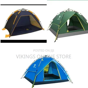 Portable Pop-Up Dome Camping Tent - Navy Blue & Yellow