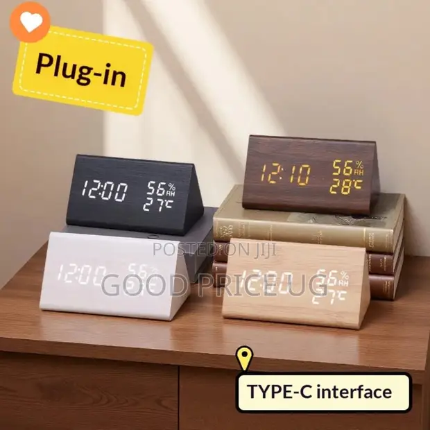 Triangular Wooden LED Digital Alarm Clock - 1